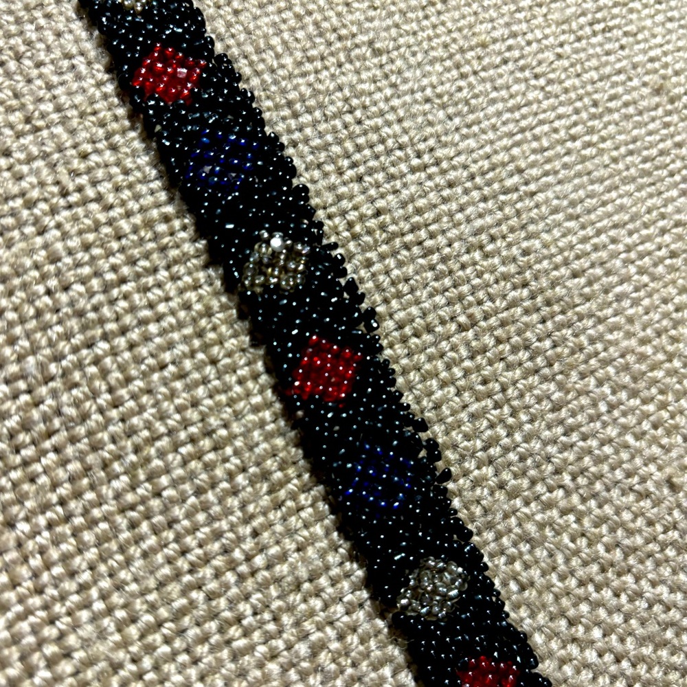 Red, White and Blue Beaded Choker